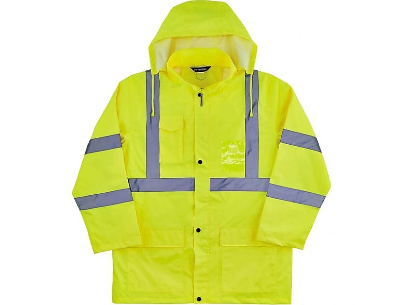 Ergodyne GloWear 8366 Lightweight High-Visibility Rain Jacket, ANSI Class R3, Lime, Medium (24333)