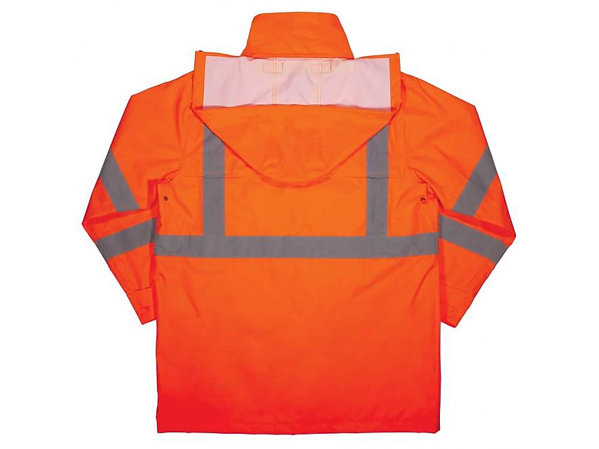 Ergodyne GloWear 8366 Lightweight High-Visibility Rain Jacket, ANSI Class R3, Orange, Medium (24363)