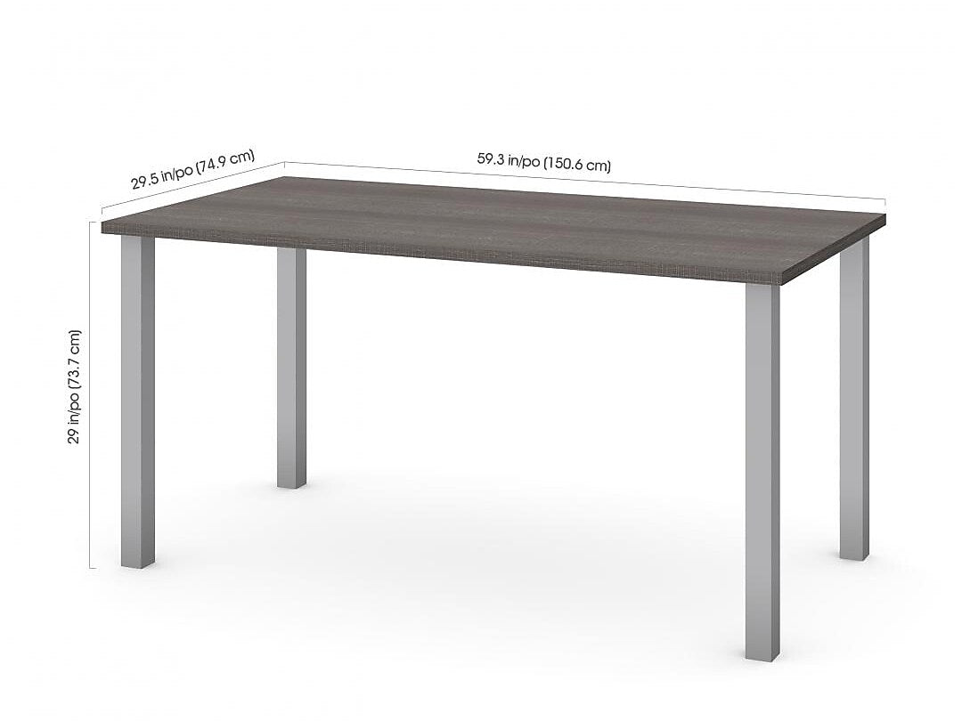 Bestar Universel 60" Table Desk, Bark Grey (65865-47)