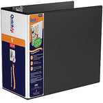 QuickFit 5" 3 Ring View Binder with D-Rings, Black (87071)