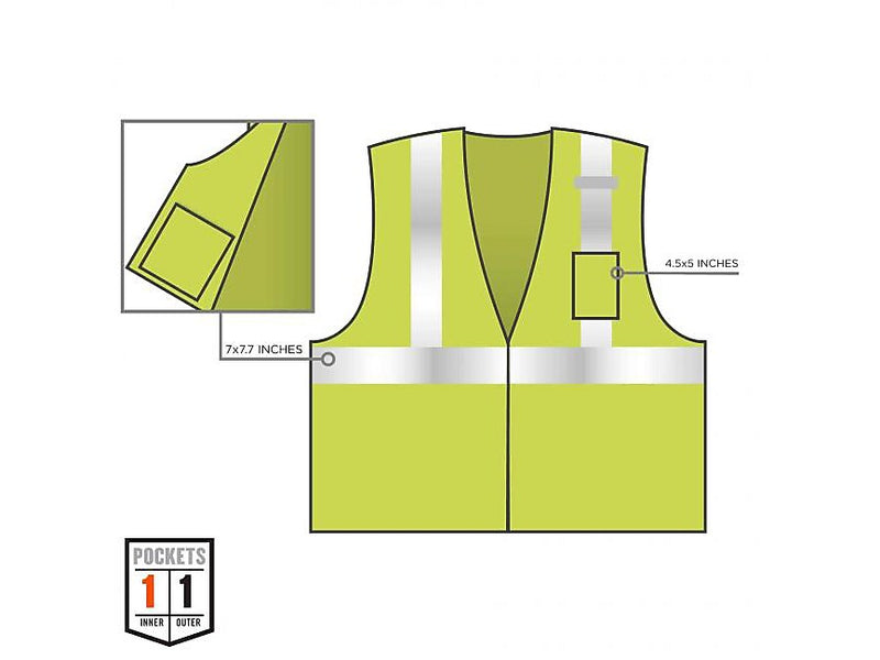 Ergodyne GloWear 8256Z High-Visibility Zipper Safety Vest, Class 2, 2XL/3XL, Lime (21577)