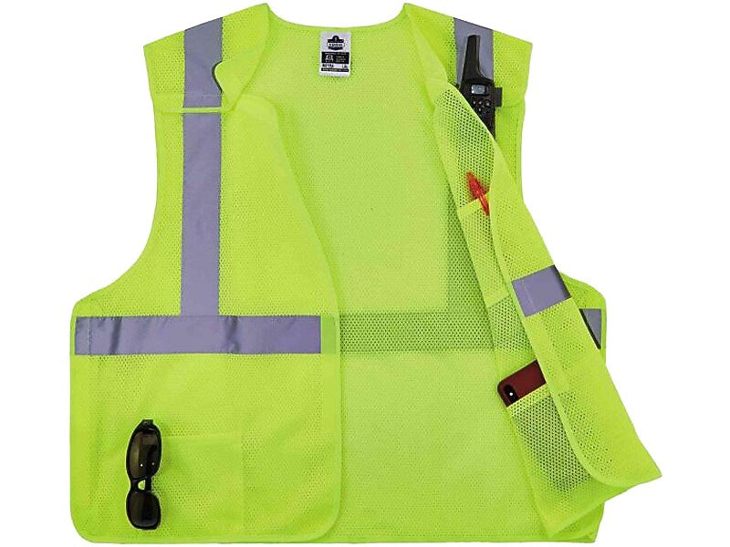 Ergodyne GloWear Hook & Loop Safety Vest, ANSI Class R2, Large/X-Large, Lime (8217BA)