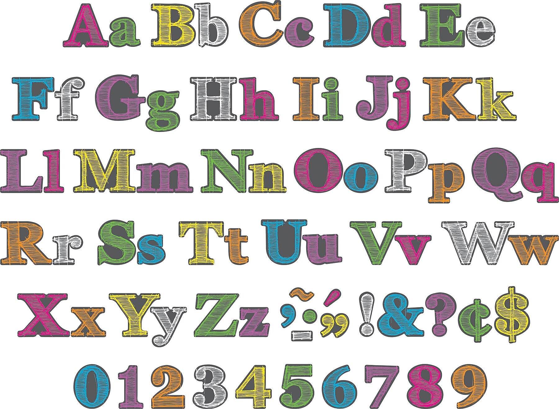 Barker Creek Chalkboard  4" Letters and Numbers, Multicolored, 234/Pack (LL1730)