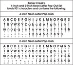Barker Creek Neon  2" & 4" Letters and Numbers, Multicolored, 931/Pack (BCP3502)