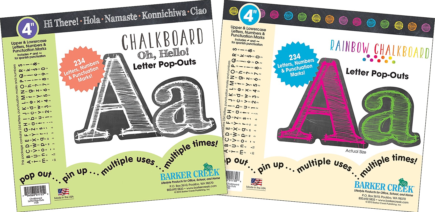 Barker Creek Chalkboard  4" Letters and Numbers, Multicolored, 468/Pack (BCP3508)