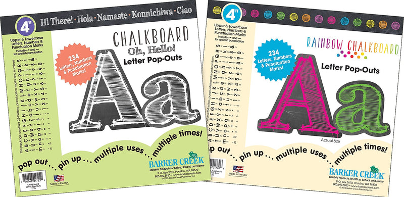 Barker Creek Chalkboard  4" Letters and Numbers, Multicolored, 468/Pack (BCP3508)
