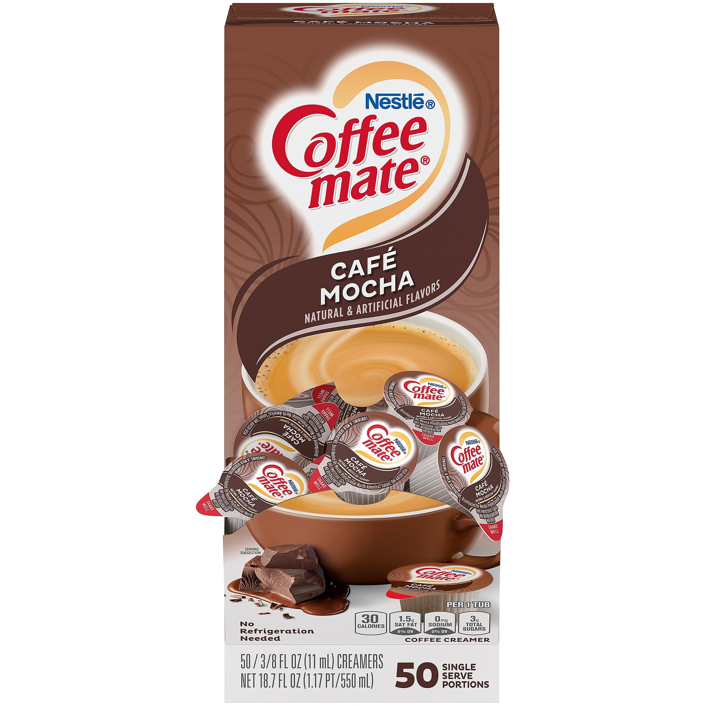 Coffee mate Café Mocha Liquid Creamer, 0.38 Oz., 50/Box (NES35115)
