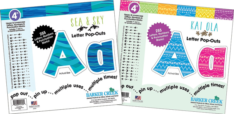 Barker Creek Sea & Sky, Kai Ola  4" Letters and Numbers, Multicolored, 510/Pack (4130)