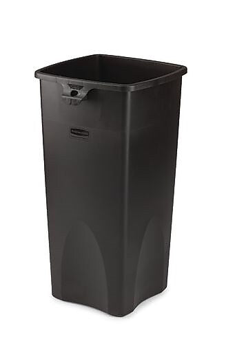 Rubbermaid Untouchable Plastic Square Wastebasket Trash Can, 23 Gallons, Black (FG356988BLA)