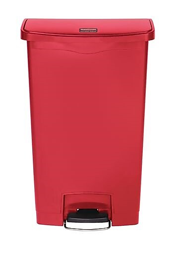 Rubbermaid Slim Jim Step-On Plastic Step Trash Can, 18 Gallon, Red (1883568)