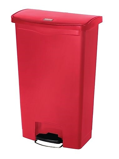 Rubbermaid Slim Jim Step-On Plastic Step Trash Can, 18 Gallon, Red (1883568)