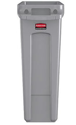 Rubbermaid Slim Jim Vented Rectangular Trash Can Waste Receptacle, 23 Gallons, Gray (FG354060GRAY)