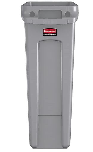Rubbermaid Slim Jim Vented Rectangular Trash Can Waste Receptacle, 23 Gallons, Gray (FG354060GRAY)