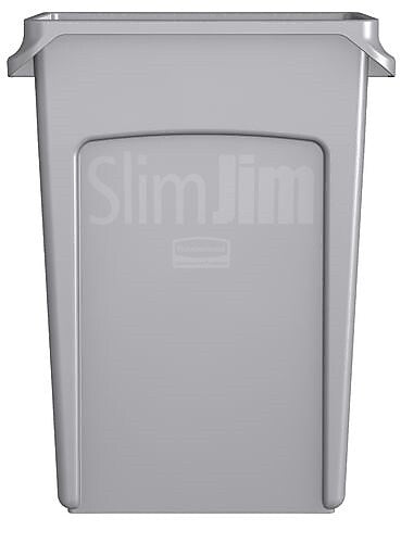 Rubbermaid Slim Jim Vented Rectangular Trash Can Waste Receptacle, 23 Gallons, Gray (FG354060GRAY)