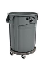 Rubbermaid Plastic Vented Brute Trash Can with no Lid, Gray, 20 gal. (FG262000GRAY)