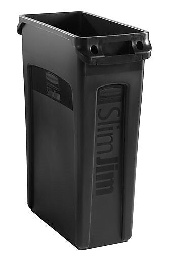Rubbermaid Slim Jim Indoor Trash Can w/ No Lid, Black, 23 Gal. (FG354060BLA)