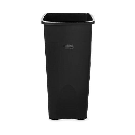 Rubbermaid Untouchable Plastic Square Wastebasket Trash Can, 23 Gallons, Black (FG356988BLA)