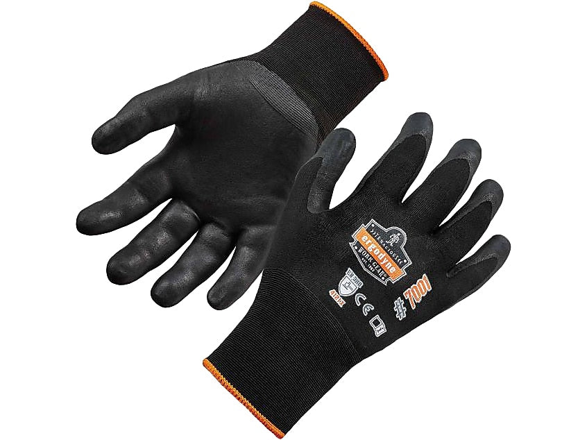 Ergodyne ProFlex 7001 Nitrile Coated Gloves, ANSI Level 3 Abrasion Resistance, Black, XXL, 12 Pairs (17956)