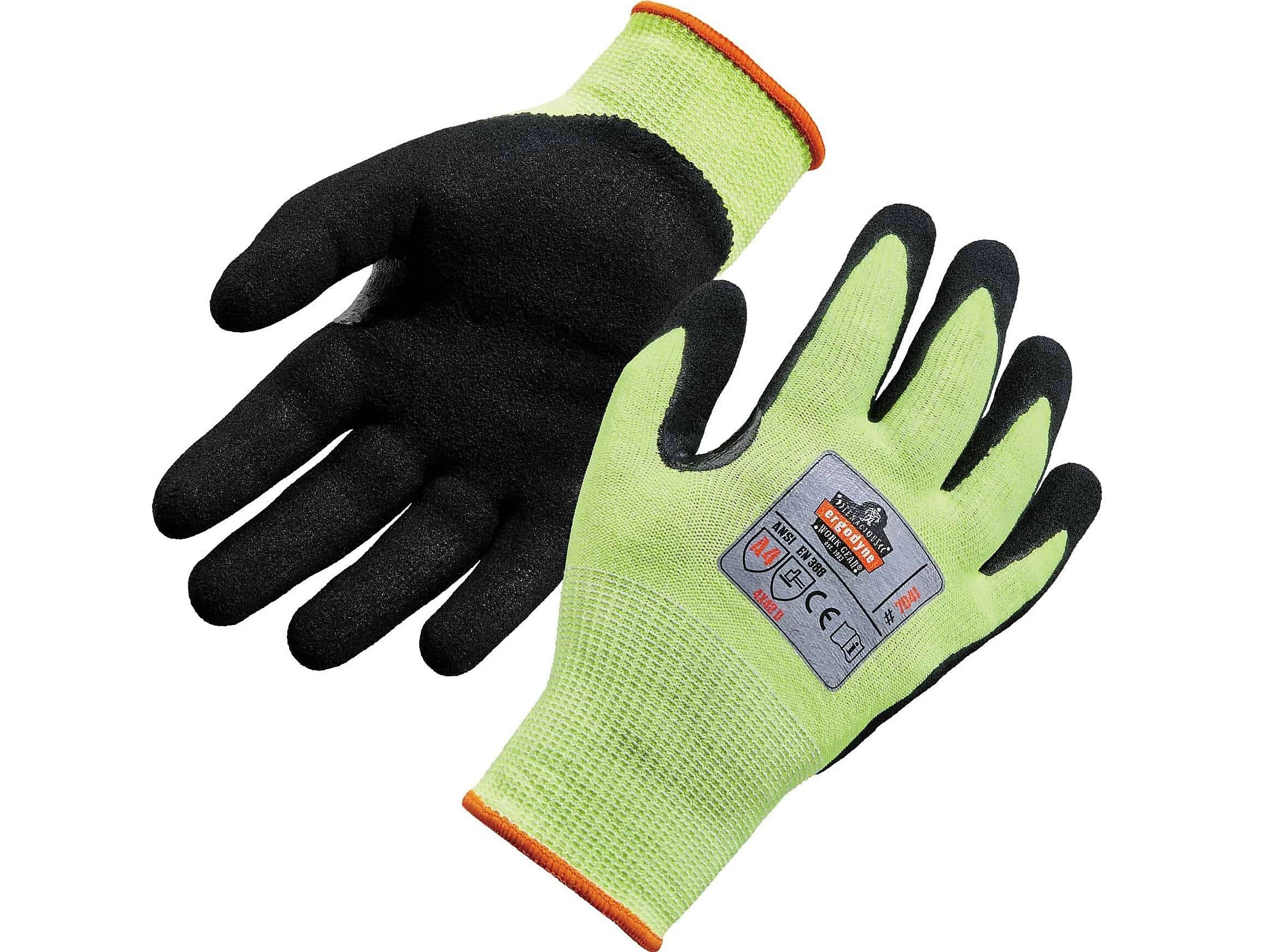 Ergodyne ProFlex 7041 Hi-Vis Nitrile-Coated Cut-Resistant Gloves, ANSI A4, Wet Grip, Lime, Small, 12 Pairs (17812)