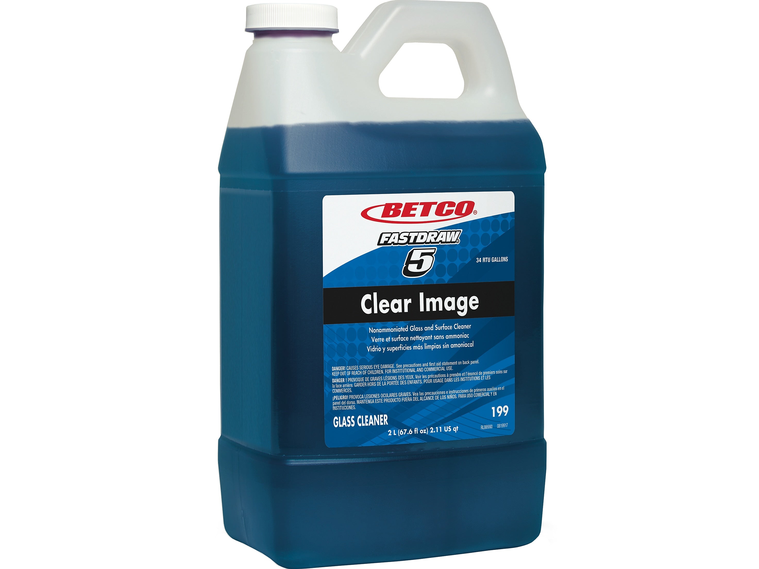 Betco Clear Image Glass & Surface Cleaner, Rain Fresh Scent, 67.6 Oz., 4/Carton (19947-00)