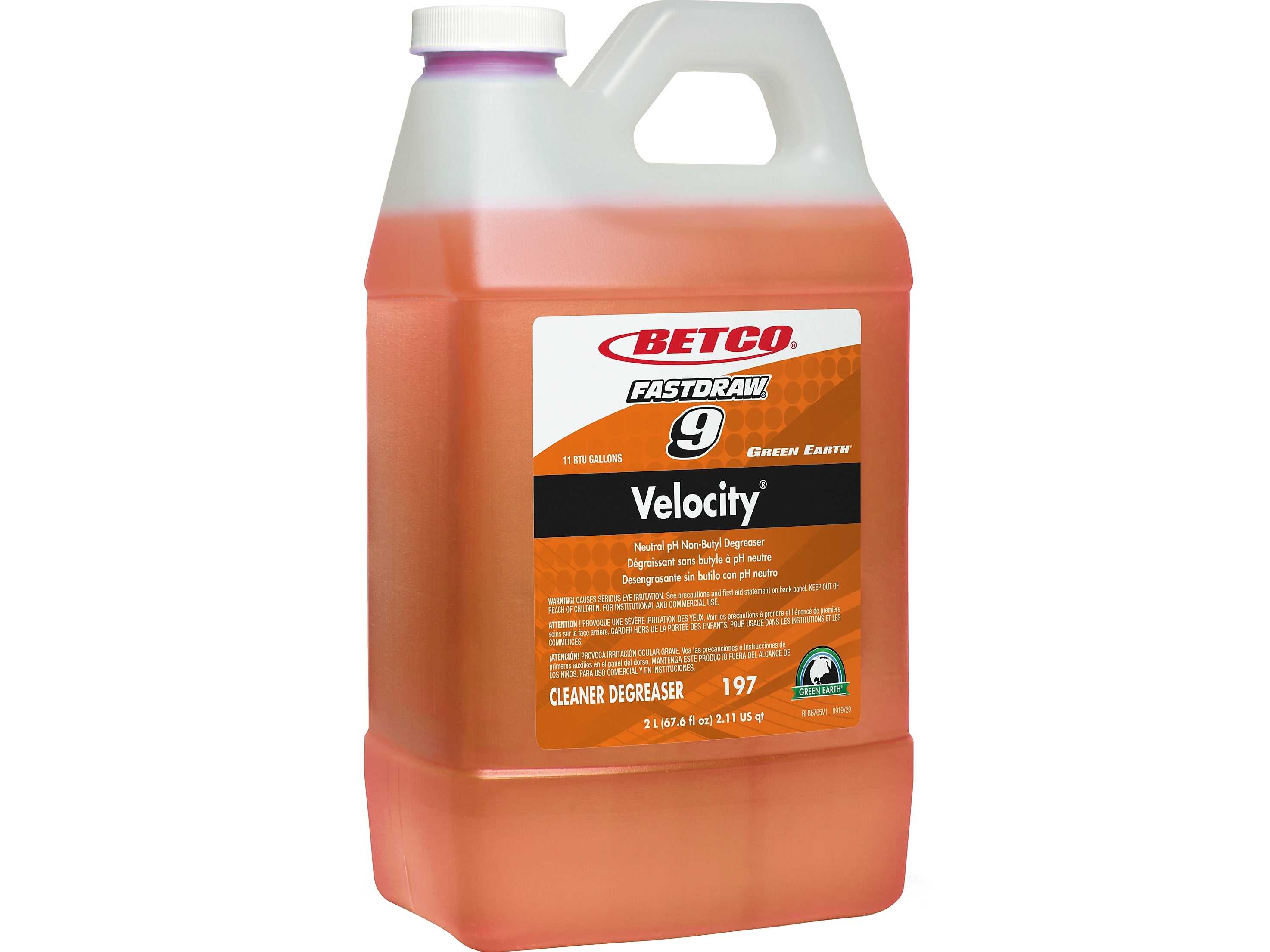 Betco Green Earth Velocity Degreaser, Fresh Scent, 67.6 Oz., 4/Carton (19747-00)