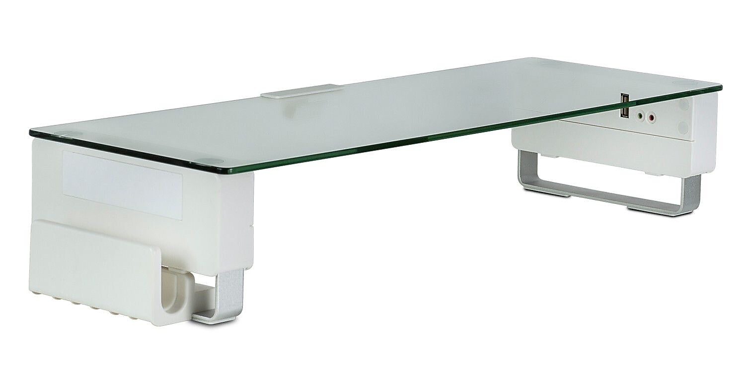 Mount-It! Tempered Glass Height Adjustable Monitor Riser With 3 USB Ports, Up to 32",  (MI-7265)