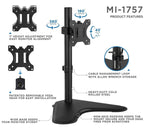 Mount-It! Monitor Mount Desk Stand, Up to 32" Monitor, Black (MI-1757)