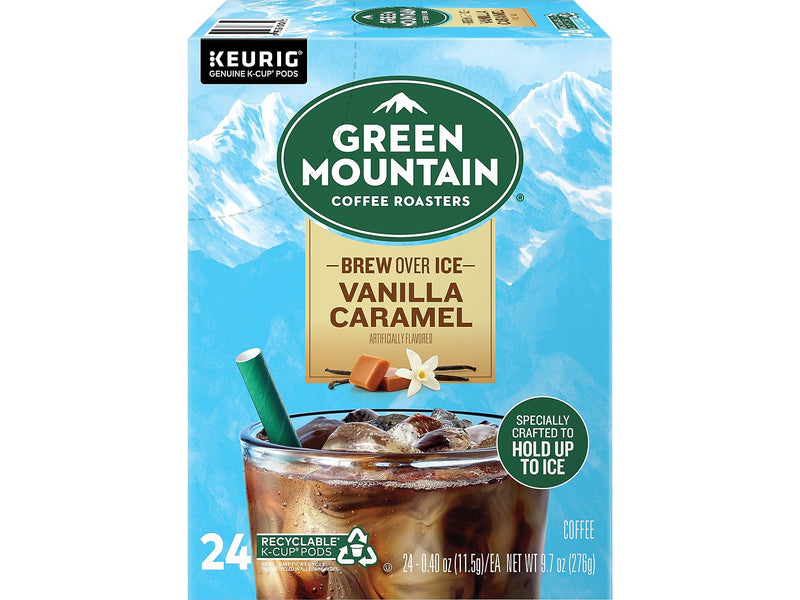 Green Mountain Brew-Over-Ice Vanilla Caramel Iced Coffee, 0.4 oz. Keurig® K-Cup® Pods, 24/Box (390283)
