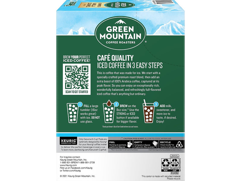Green Mountain Brew-Over-Ice Vanilla Caramel Iced Coffee, 0.4 oz. Keurig® K-Cup® Pods, 24/Box (390283)