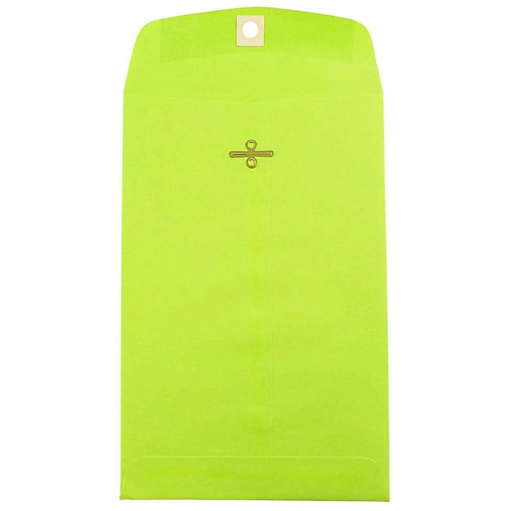JAM Paper 6" x 9" Open End Catalog Colored Envelopes with Clasp Closure, Ultra Lime Green, 10/Pack (V0128133B)