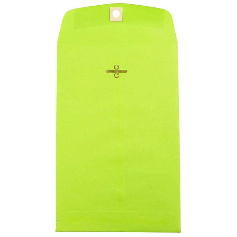 JAM Paper 6" x 9" Open End Catalog Colored Envelopes with Clasp Closure, Ultra Lime Green, 10/Pack (V0128133B)