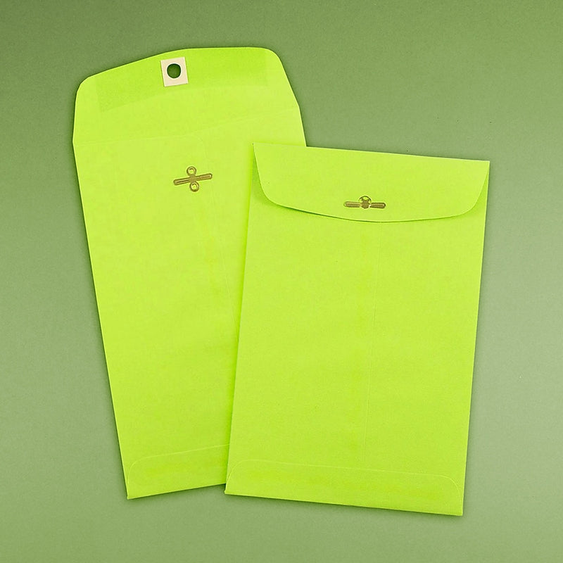 JAM Paper 6" x 9" Open End Catalog Colored Envelopes with Clasp Closure, Ultra Lime Green, 10/Pack (V0128133B)