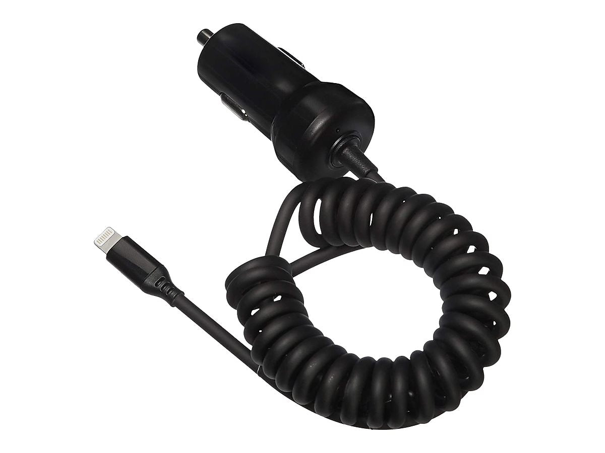 4XEM Lightning Car Charger for iPhone/iPad/iPod Touch, Black (4X8PINCHRGBK)