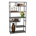 Household Essentials 65"H 6-Shelf Bookcase, Slate Faux Concrete (8090-1)