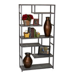 Household Essentials 65"H 6-Shelf Bookcase, Slate Faux Concrete (8090-1)