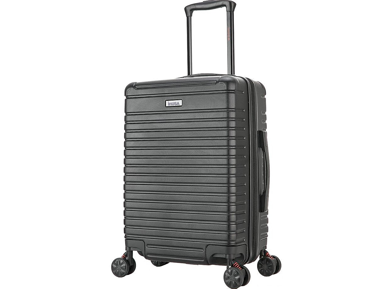 InUSA Deep 20" Hardside Carry-On Suitcase, 4-Wheeled Spinner, TSA Checkpoint Friendly, Black (IUDEE00S-BLK)