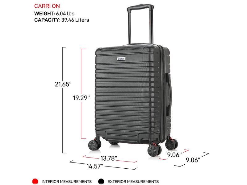 InUSA Deep 20" Hardside Carry-On Suitcase, 4-Wheeled Spinner, TSA Checkpoint Friendly, Black (IUDEE00S-BLK)