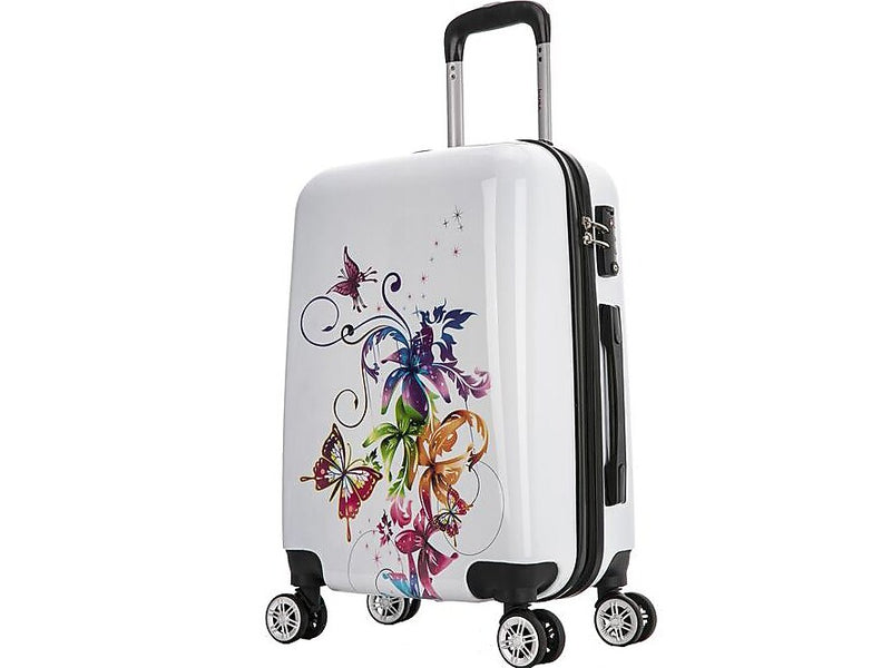 InUSA Fusion 20" Hardside Butterfly Carry-On Suitcase, 4-Wheeled Spinner, TSA Checkpoint Friendly, White (IUAPC00S-FUS)
