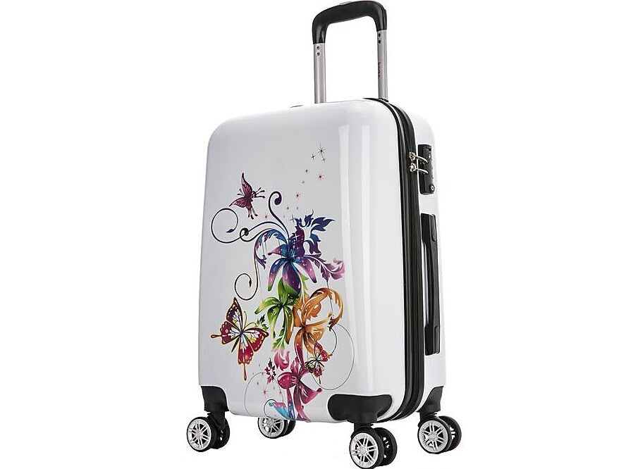 InUSA Fusion 20" Hardside Butterfly Carry-On Suitcase, 4-Wheeled Spinner, TSA Checkpoint Friendly, White (IUAPC00S-FUS)