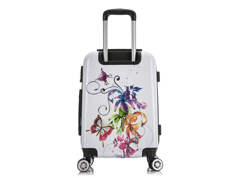 InUSA Fusion 20" Hardside Butterfly Carry-On Suitcase, 4-Wheeled Spinner, TSA Checkpoint Friendly, White (IUAPC00S-FUS)