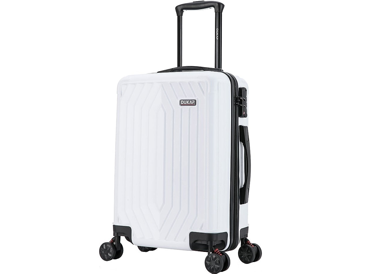 DUKAP Stratos 21.65" Hardside Carry-On Suitcase, 4-Wheeled Spinner, TSA Checkpoint Friendly, White (DKSTR00S-WHI)