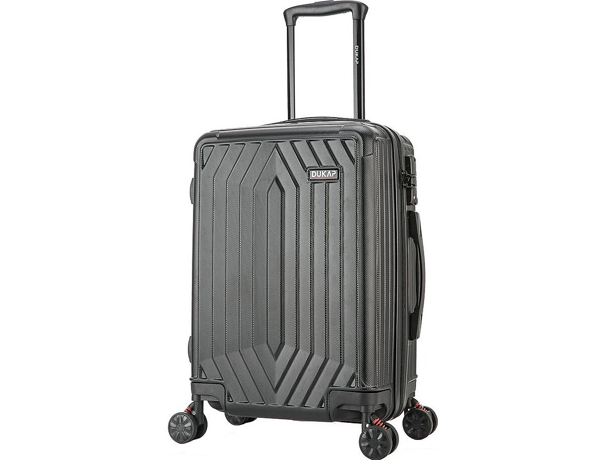 DUKAP Stratos 20" Hardside Carry-On Suitcase, 4-Wheeled Spinner, TSA Checkpoint Friendly, Black (DKSTR00S-BLK)
