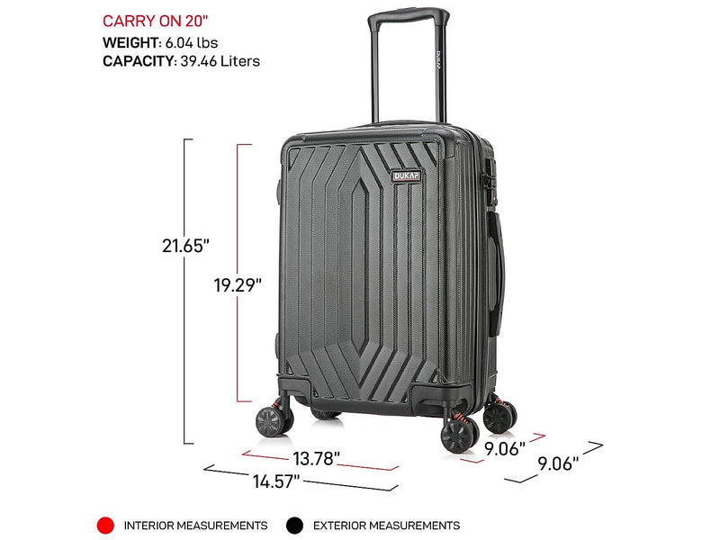 DUKAP Stratos 20" Hardside Carry-On Suitcase, 4-Wheeled Spinner, TSA Checkpoint Friendly, Black (DKSTR00S-BLK)