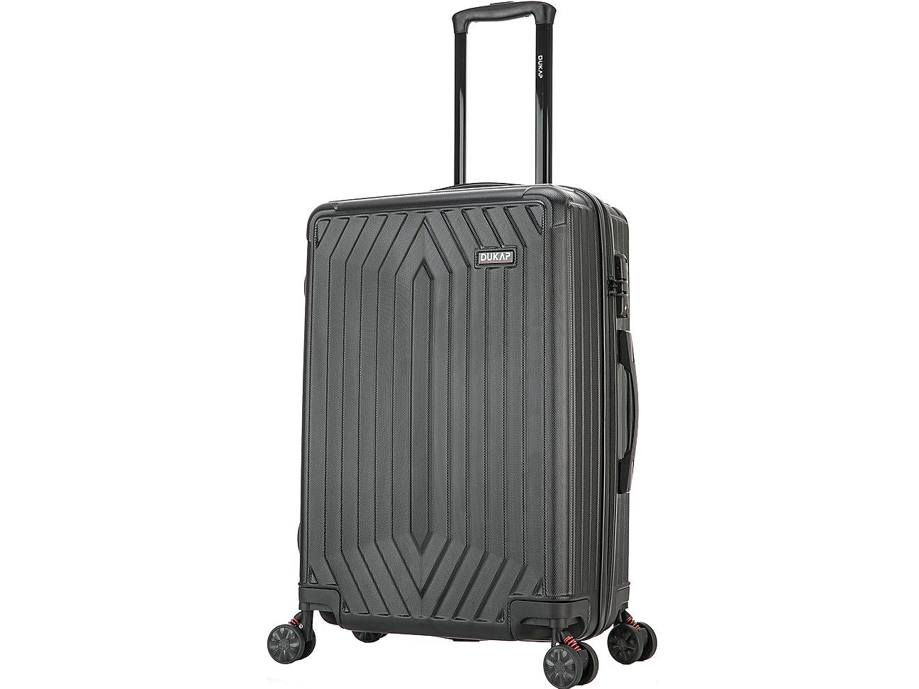 DUKAP Stratos 24" Hardside Suitcase, 4-Wheeled Spinner, TSA Checkpoint Friendly, Black (DKSTR00M-BLK)