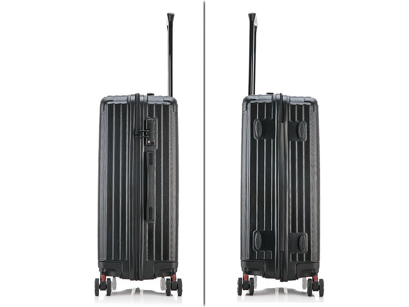 DUKAP Stratos 24" Hardside Suitcase, 4-Wheeled Spinner, TSA Checkpoint Friendly, Black (DKSTR00M-BLK)