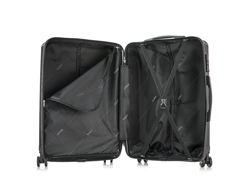 DUKAP Stratos 24" Hardside Suitcase, 4-Wheeled Spinner, TSA Checkpoint Friendly, Black (DKSTR00M-BLK)