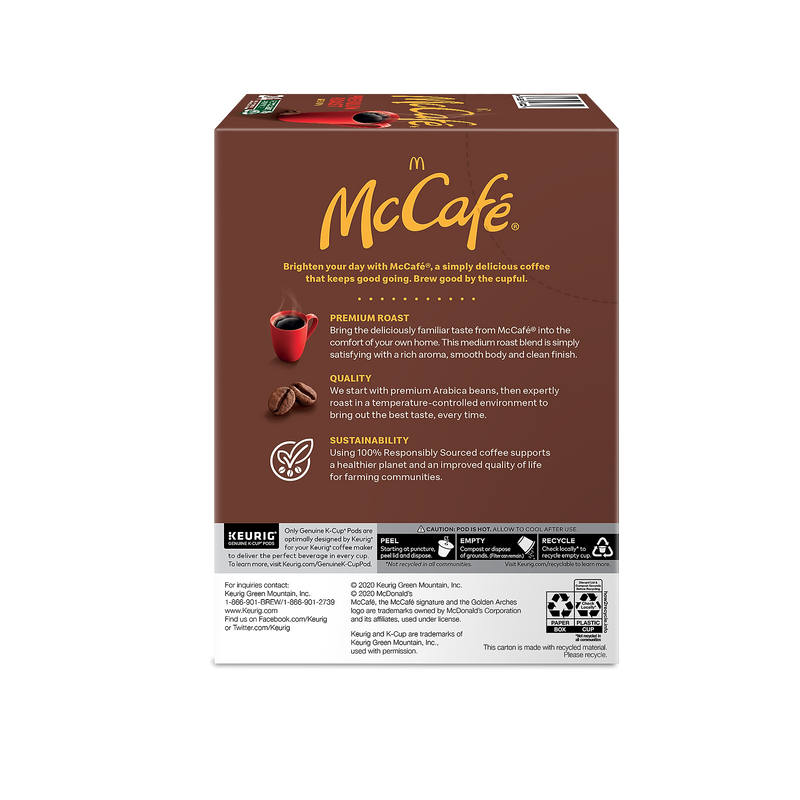 McCafe Premium Roast Coffee Keurig® K-Cup® Pods, Medium Roast, 24/Box (5000201379)
