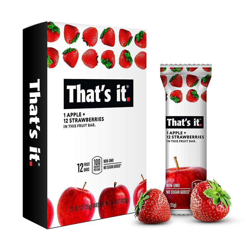 THAT'S IT Gluten Free Apple & Strawberry Nutrition Bar, 1.2 oz., 12 Bars/Box (307-00238)