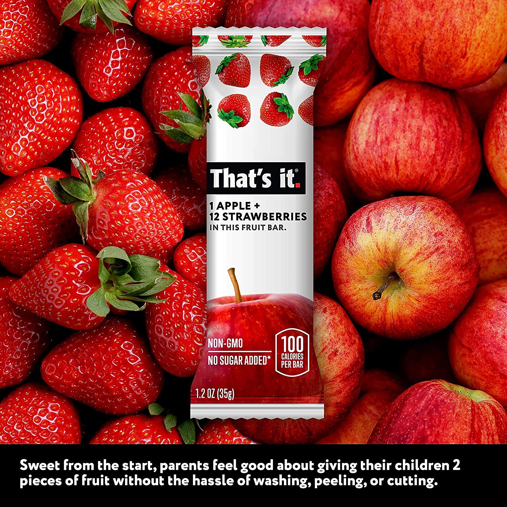 THAT'S IT Gluten Free Apple & Strawberry Nutrition Bar, 1.2 oz., 12 Bars/Box (307-00238)