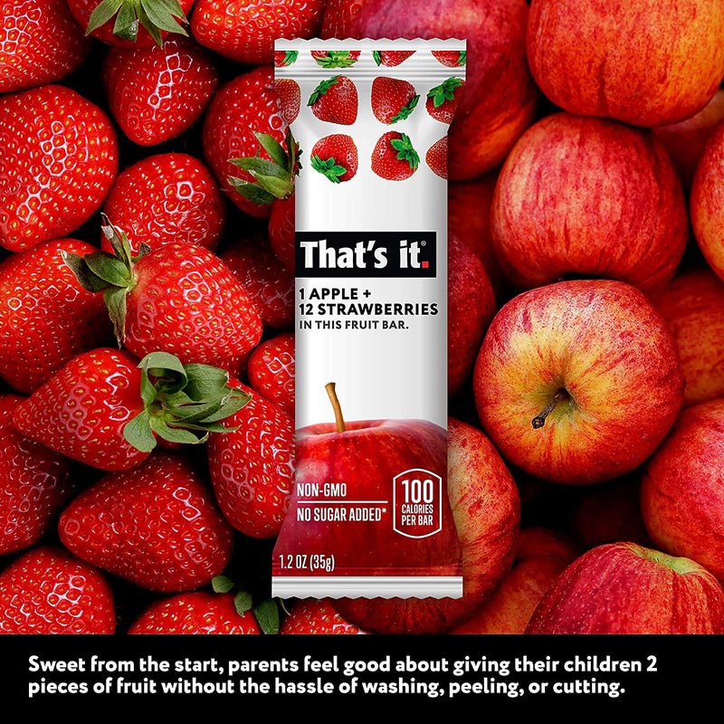 THAT'S IT Gluten Free Apple & Strawberry Nutrition Bar, 1.2 oz., 12 Bars/Box (307-00238)